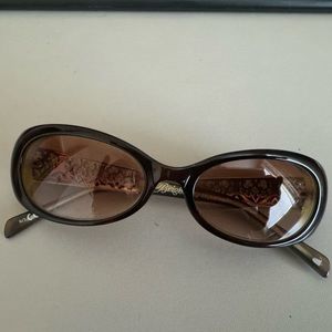 Brighton stylish sunglasses.  Brown front with green on the inside.